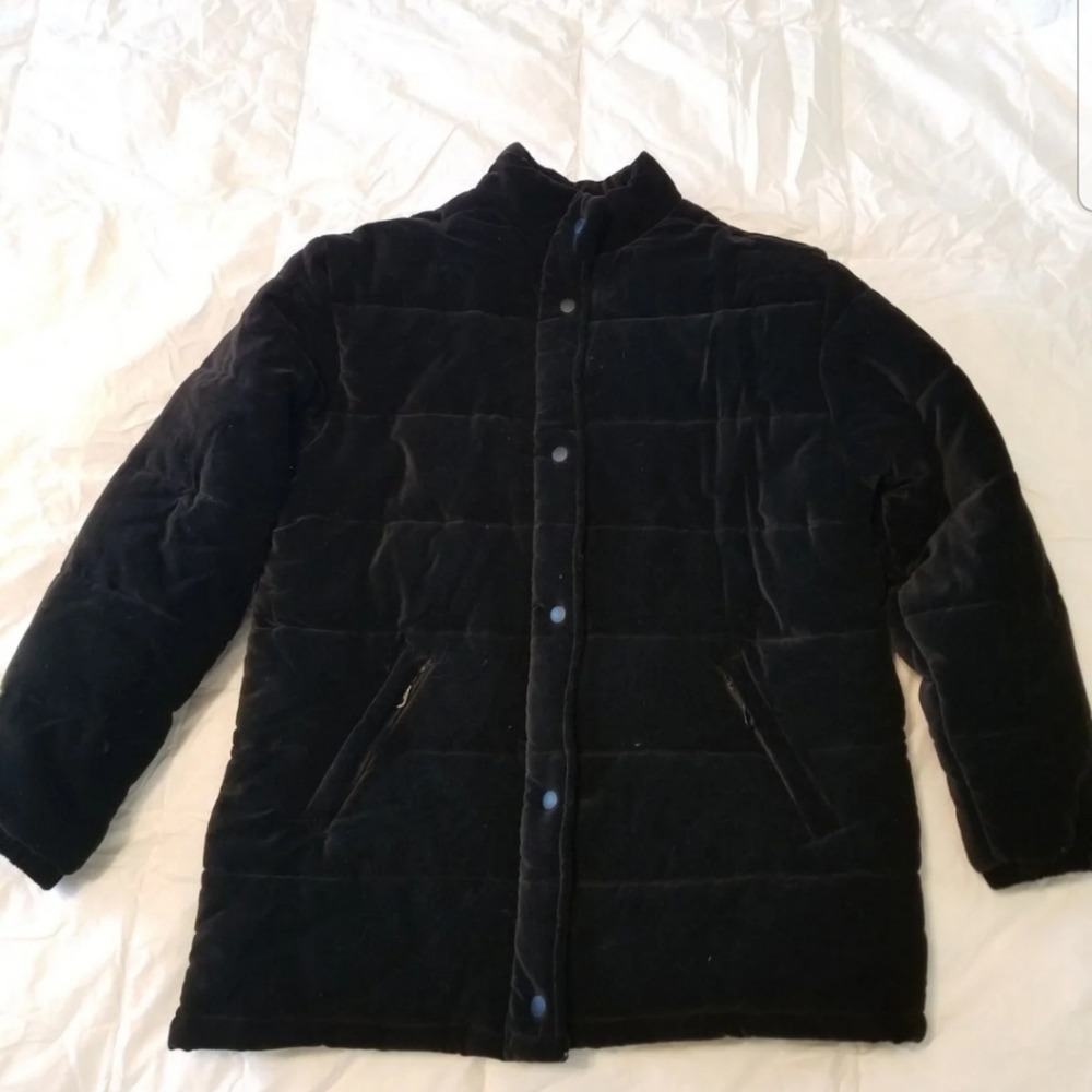 Vintage Black Velvet Puffer Coat